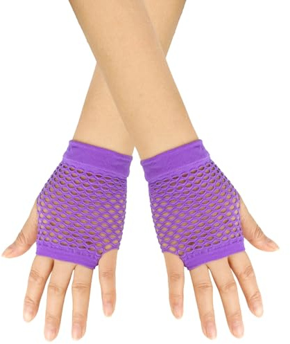 Zanisouta Gants en résille pour femme - Style punk - Costume de carnaval - Élastique - Sexy - Courts - Pour Halloween - Sans doigts - Gothique - Vintage des années 80 et 90