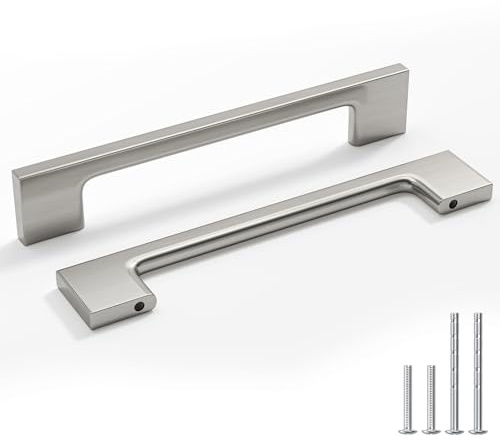 Rergy 12 Stück Möbelgriffe Küchengriffe Glänzend Verchromt, 128mm Lochabstand Griffe für Küchenschränke, Aluminiumlegierung Schrankgriffe Silber für Schränke, Kleiderschränke & Schubladen