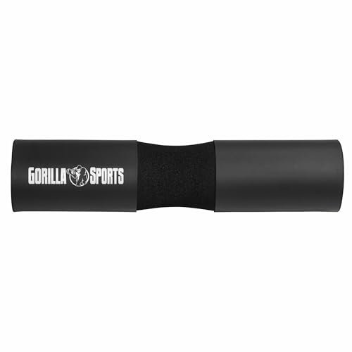 GORILLA SPORTS® Langhantel Polster - Länge 44,7 cm, Durchmesser 9,5 cm, Schaumstoff, Matte, Rutschfest, Schwarz - Nackenpolster, Hip Thrust Pad, Kniebeugen, Barbell Squat, Nackenschutz, Lunges