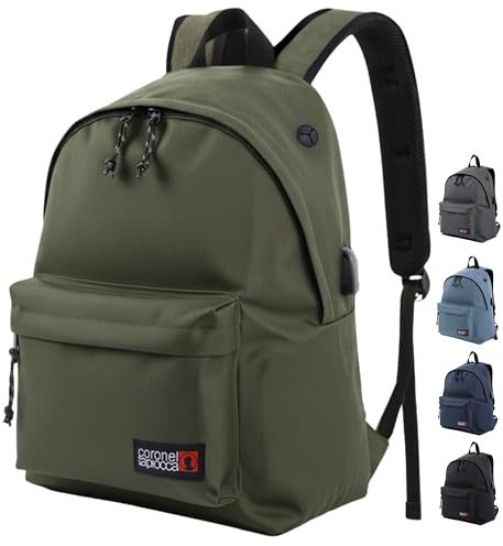Coronel Tapiocca Urban, Sac à Dos Scolaire et pour Ordinateur Portable Homme, 20 Grande Longueur, Kaki