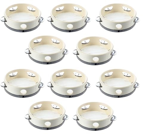 Rapoyo 10 Pcs 6 inch Musical Tambourine Tamborine Drum Round Percussion Gift for KTV