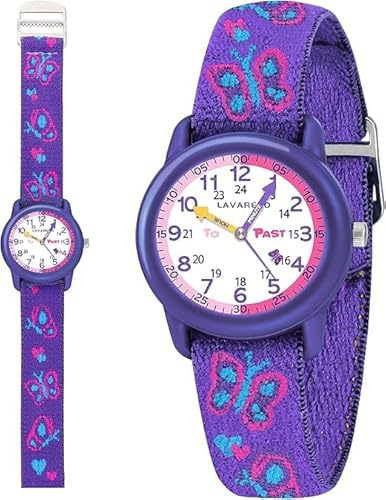 Timever Orologio per Bambino,Orologio Analogico al Quarzo per Ragazzi e Ragazze con Cinturini in Tessuto Elastico e Farfalle/Dinosauri/Fiori,Regalo per Bambini dai 3 ai 12 Anni