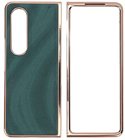 Rankomu Leder Handyhülle für Samsung Galaxy Z Fold 4, Nano Galvanik Kratzfeste Galaxy Textur Klapp Handy Schutzhülle Cover Grün