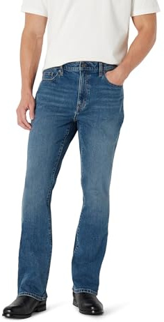 Amazon Essentials Vaqueros Tipo Bootcut de Corte Ajustado con Poca Elasticidad Hombre, Lavado Medio Piedra, 32W / 34L