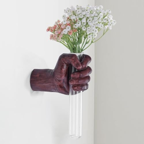 XYQXYQ Väggskulpturer, handvaser heminredning, väggmonterad konstskulptur, unik väggkonststaty, funky blomvas dekorationer, modern eklektisk hängande dekor, glasprovrör vas