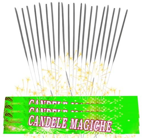 96 Candeline Magiche 37 cm Scintille Luminose - Kit 2 Confezioni da 48 Bastoncini Scintillanti - Perfette per Matrimonio, Compleanno, Capodanno, Feste All'aperto e Party - Cat. 1