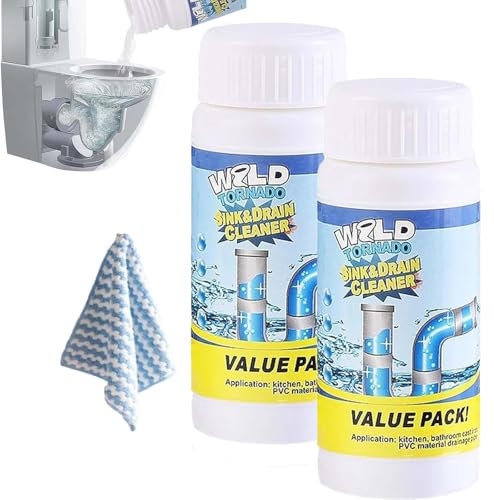 Wild Sink and Drain Cleaner, Powerful Sink & Drain Cleaner, Wild Drain Unblocker, Sink Cleaner Foam DrainCleaner, Wild Pipe Cleaner, For Kitchen Bathroom Toilet Shower Deodorizing and Cleansing (2)