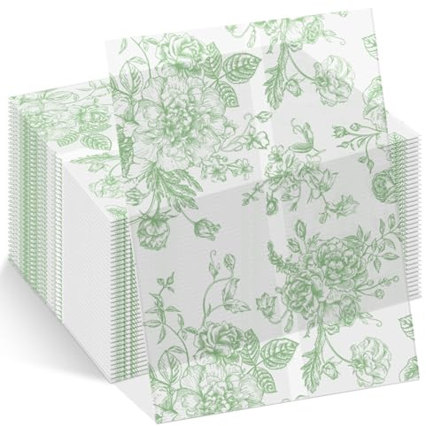ForraFun 100 Pack Sage Green Floral Vellum Jackets Bulk for 5x7 Invitations Pre-Folded Vellum Paper Envelope Inserts Liners Invitation Sleeves Wraps Accessories Kit for Wedding Birthday Bridal Party