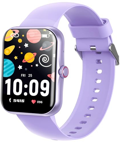 BJLBOJEY Kids Smart Watch Fitness Tracker for Boys Girls 4-12, Kids Smartwatch with 1.83'' Face, Pedometer, Sleep Tracker, 100+ Sport Mode with/without App (Purple)