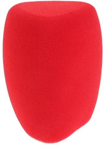Lurrose Filtro Antiviento para Micrófono de Mano, Cubierta de Esponja Triangular Roja, Protectora y Transpirable para Estudio, Karaoke y Presentaciones en Interiores y Exteriores