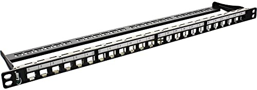 InLine 76824C Patchfeld 24-faldigt, Keystone Snap-in tomplåt patchpanel, 19 tum, 0,5 HE, svart