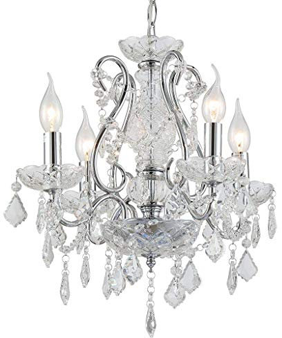 Saint Mossi Modern K9 Lampadario di cristallo Lampadario da soffitto Lampada a 4 bracci con 4 E14 Altezza 45cm Larghezza 42cm