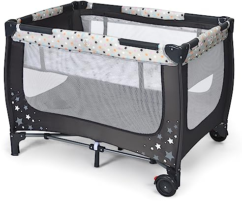 HONEY JOY Pack and Play, Foldable Baby Playard with Bassinet, Lightweight Installation-Free Travel Baby Crib from Newborn to Toddlers, Portable Nursery Center w/Lockable Wheels & Carry Bag(Gray)