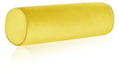 Tinbolunce Memory Foam Roll Pillow for Knee/Leg/Neck - Full Moon Bolster/Round Cylinder Pillow for Sleeping on Side or Back - Removable Cooling Cover Length 18 x 6 Diameter (Yellow, 18X6)