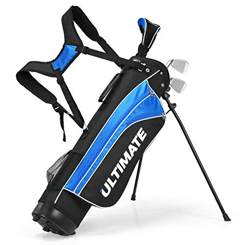 OFFICEJOY Kids Golf Clubs - 3# Fairway Wood, 7# & 9# Irons, Putter, Head Cover & Rain Hood, Youth & Junior Golf Clubs for Boys & Girls, Ages 8-10, Right Hand, Blue