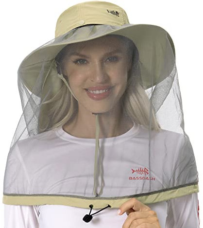 Bassdash UPF 50+ Moskito Sonnenhut mit verstecktem Kopfnetz und Nackenschutz für Herren Damen Angeln Wandern Camping