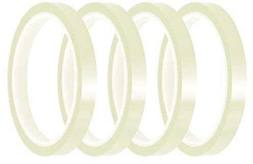 4 Uds Cintas de Transferencia de Calor, Cinta de Alta Temperatura de 10 mm x 33 m para Prensa de Calor Cinta Termica Adhesiva Cinta Térmica para Prensa de Sublimación (Transparente)