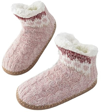 Caudblor Warm and Cozy Women's Slipper Socks with Soft Fuzzy Lining,Floor Socks Stylish Design for Size 4-7 Feet, Non-Slip Sole,Perfect for Winter Comfort