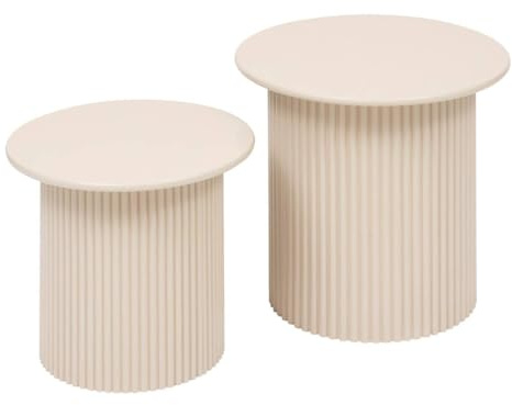 Atmosphera - Lot de 2 Tables gigognes eino Beige 40x40x38cm
