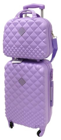 Camomilla Milano Set 2 pz Valigeria, Trolley (40 lt.) + Vanity Case (15 lt.), Materiale Rigido, Ruote Pivotanti, Colore Glicine