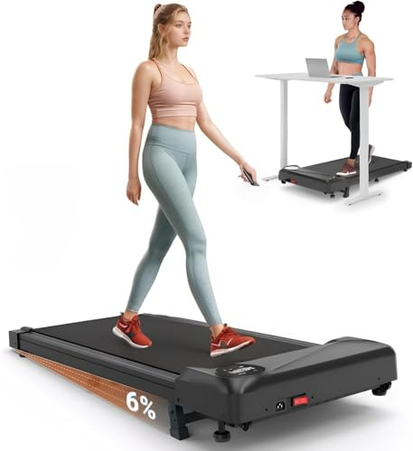 Tapis de Course Portable pour la Maison et Le Bureau, Walking Pad Électrique Moteur 2.5 HP Tapis Roulant 6km/h avec Télécommande, Écran LCD,Capacité 120 KG (Gris)