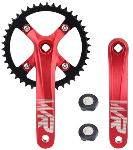 MEGHNA Fahrrad-Kurbelgarnitur Set 170mm Kettenradgarnitur 42T Universell für Single Speed und 6/7/8/9/10/11 Speed Bike,MTB BMX Rennrad (Rot)