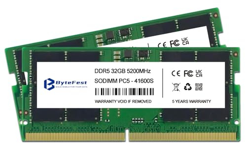 ByteFest DDR5 RAM 64GB (2 x 32GB) 5200MHz SODIMM CL42 Gaming Arbeitsspeicher DDR5 für Laptop Speicher/All-in-One/Mini-PC