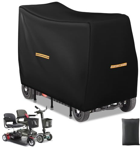 Fundas para scooter de movilidad impermeable, resistente, tela Oxford 420D, motorizada para viajes, 4 tiras reflectantes, 3 hebillas resistentes al viento, protección al aire libre (XL 57 x 26 x 39