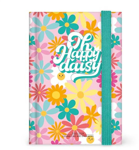 Legami - Photo Daily Planner 2025–2026, Daisy, 16 månader små, planerare från september 2025 till dec 2026, elastisk stängning, FSC-certifierat papper, 9,5 x 13,5 cm