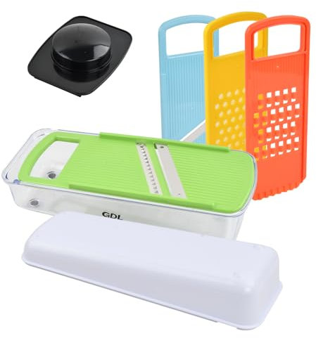 Taglia verdure 4 in 1, Robusto e durevole affetta verdure con contenitore per sminuzzare, affettare e grattugiare, grattugia verdure per Pomodori Carote Patate Aglio e Cipolla