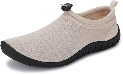 WHITIN Women's Water Shoes Aqua Barefoot Swim Beach Minimalist Socks Size 10 Surf Anti Slip Outdoor Activities Boating Gym Lightweight Sneakers Beige 41