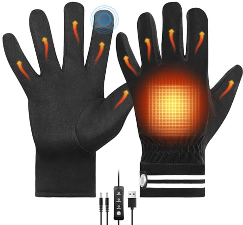 Axrye USB Thermal Gloves Unisex Winter Heated Gloves Waterproof with 3 Levels Adjustable Temperature - Electric Heating Hand Warmer for Driving, Cycling, Hunting, Hiking