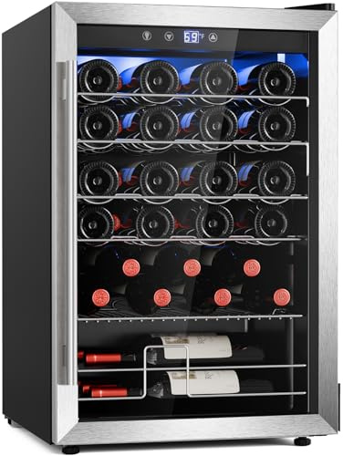 Antarctic Star Wine Cooler Refrigerator, Freestanding Wine Fridge with Adjust Temperature（32°F- 61°F）, 4.5 Cu.Ft Mini Fridge for home/bar/office, Black