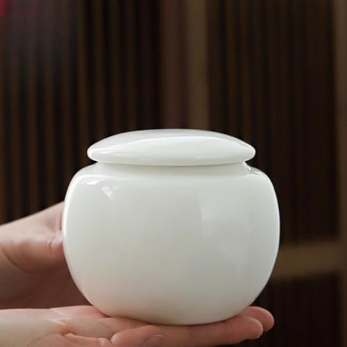 LEEDJUINE Mutton-fat jade vitt porslin tecaddy, 360 ml 35,8 dl, kinesisk kung fu teset för förvaring av tekannor