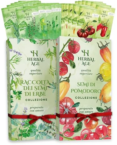 26 Varietà Piante per Orto – 9.200 Semi Set Giardinaggio di Erbe Aromatiche e Pomodoro: Basilico, Aneto, Ciliegino – Idee Kit Regalo Per La Casa, Idee Regali Originali per Donna, Uomo