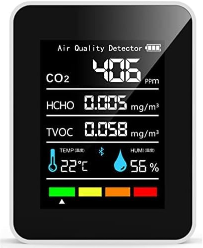 Detecteur de Fumée Connecté Moniteur Qualité Détecteur CO2 5 en 1, focombance Détecteur de CO2 Alarme Incendie Co2 Detecteur Gaz Alarme Connecté