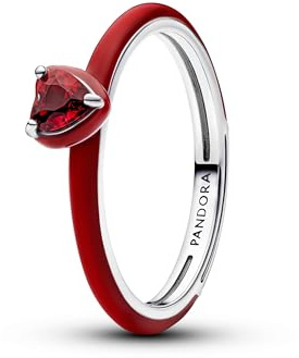PANDORA Anello da donna in argento Chakra rosso 193088C05, 56/17,8, argento sterling, Cristallo