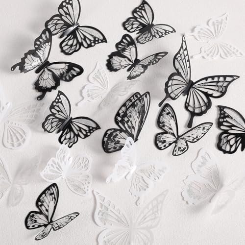 Lot de 72 autocollants muraux 3D en forme de papillons Shimmeroo - Décoration murale amovible pour chambre ou fenêtre de mariage