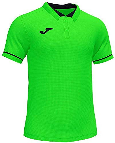 Joma Hombre Camisa de Polo, Verde Flúor Negro, 3XL