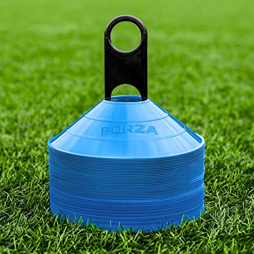 FORZA Coni da Allenamento Marcatori | Cinesini da Allenamento Premium con Supporto, Perfetta per Esercitazioni di Calcio, Rugby E Fitness [Pacco da 50 o 1000] (Azzurro, Pacco da 50)