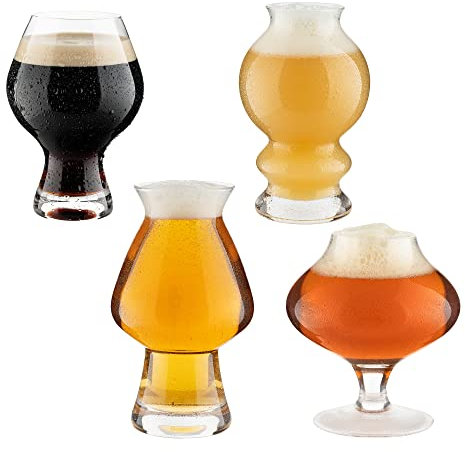 Hollen Walker Premium Biergläser 4er Set, Craft IPA Bierglas, Biergeschenke für Männer, Pilsner Moderne Biergläser, Biergeschenk