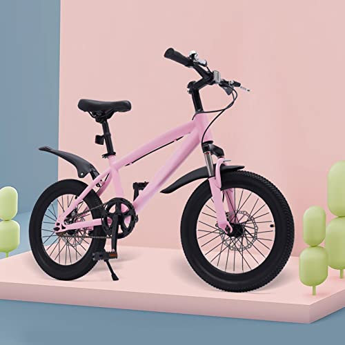 Vélo pour enfant 18 style cruiser - Réglable - Vélo VTT pour garçon et fille - Unisexe - Avec sac de tri - Pompe - Garde-boue - Réflecteur - Rose