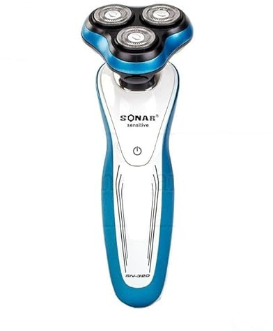 SQUADO Rasoio elettrico ricaricabile con 3 testine regolabili per barba, baffi e peli, micro-shaver