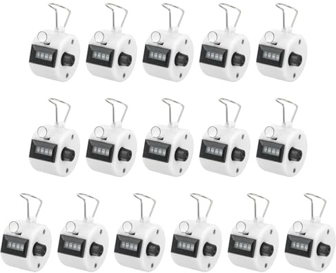 PATIKIL Contatore Clicker, 16Pz 4 Cifre Contatore Click Pitch Meccanico Portatile per Allenamento Maglia, Golf, Giro, Pesca, Bianco