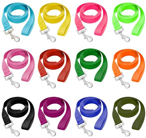 AMFOSNEL 12 Pcs Dog Leashes for Small Medium Large Dogs, 6FT Lead Short Dog Leash with Swivel Hook for Walking, Training, Hiking, Rescues, Grooming, Shelter, Outdoor