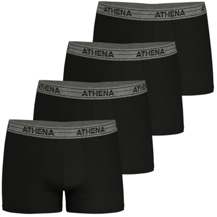 Athena - Lot de 4 Boxers Homme Ecopack Noir/Noir/Noir/Noir M