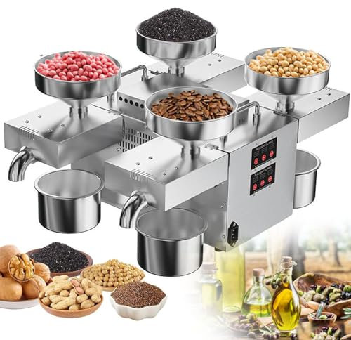 YANGYMM 2400w Oil Press, Automatic Hot and Cold Electric Oil Press,340 Food Stainless Steel,Suitable for Walnuts,Peanuts,Sesame,Soybeans,Sunflower Seeds