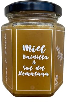 Miel Cruda con Vainilla Thaiti y Sal del Himalaya 250 g – Textura cremosa untable – Sabor dulce-salado equilibrado – Artesanal española,experiencia de sabor sofisticada y equilibrada. Producto Gourmet