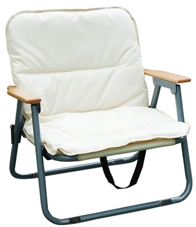 Camping Folding Doll Chair, Recliner Stol med Kudde, Vikbar Strandstol för Utomhusläger Fiskegård Strand, Oxfordduk, Kolstålram (Enstol)