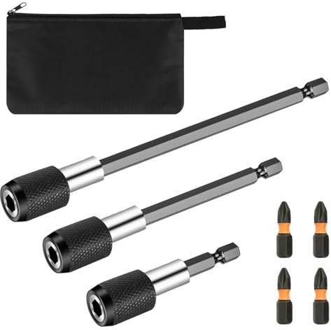 3 soportes de puntas magnéticos de 1/4 pulgadas, vástago hexagonal, soporte de puntas de cambio rápido, extensión de brocas, soporte para destornillador inalámbrico y taladro eléctrico (60/100/150 mm)